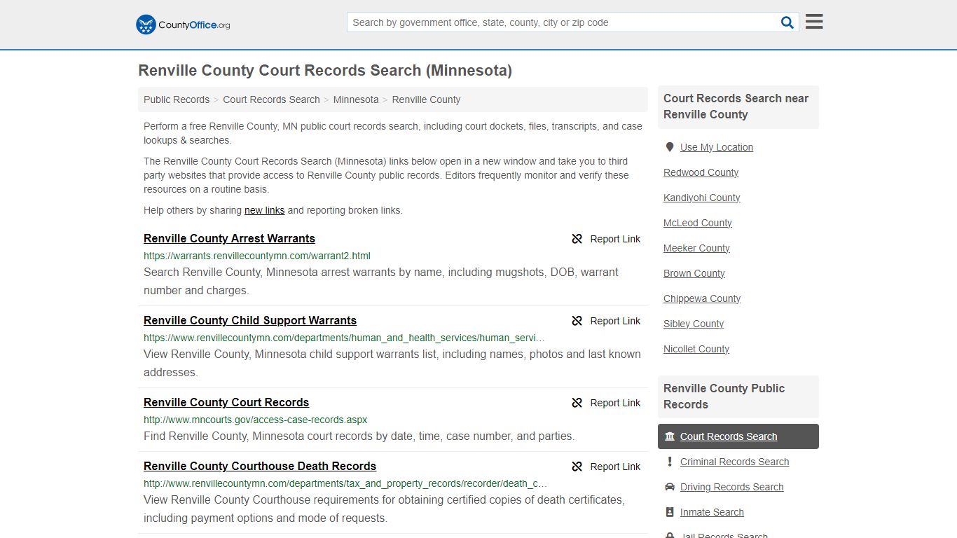 Court Records Search - Renville County, MN (Adoptions, Criminal, Child ...