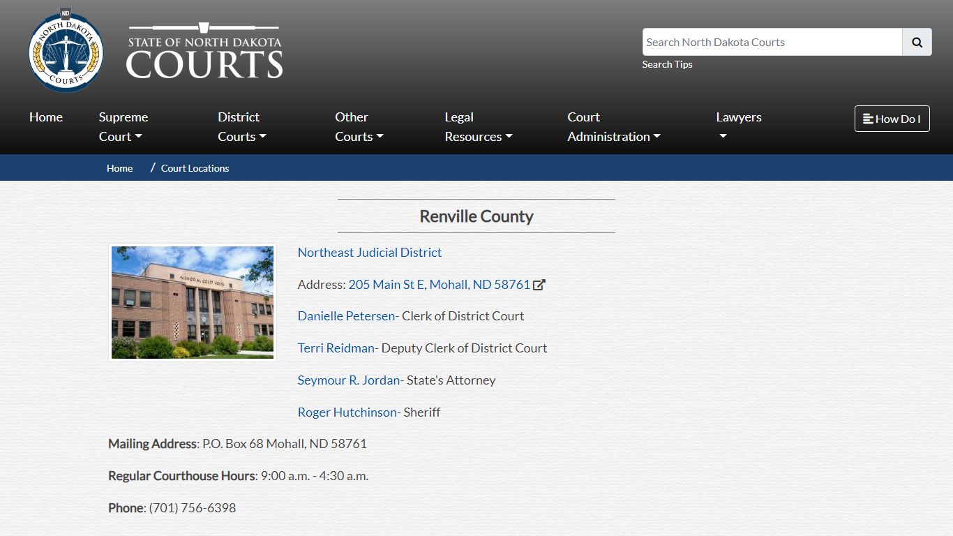 North Dakota Court System - Renville County - North Dakota Supreme Court
